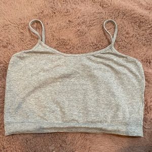 Womans crop top, grey and stretchy